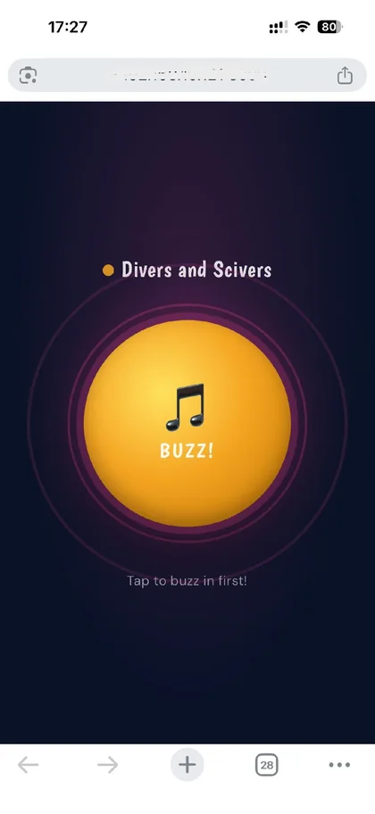 A team's phone buzzer, ready to tap